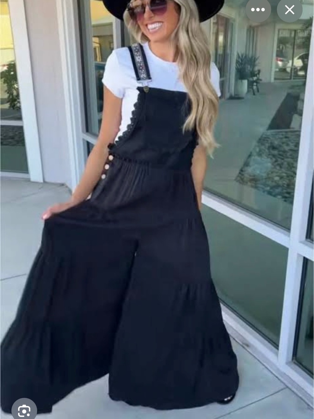 Women’s Black Wide-Leg Overall Jumpsuit